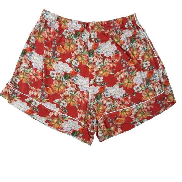 Posh Peanut Women’s Orange Floral Short Sleeve 2 Piece Bamboo Pajama Set - Picture 5 of 8